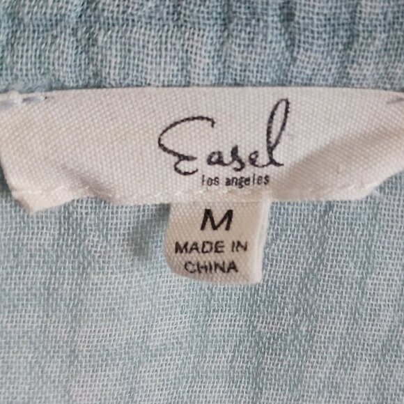 Easel, Oversize, Long, Button Down Shirt, Soft 100% Cotton, Pockets, Lt. Teal, M - Picture 2 of 16